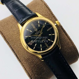 Rolex Dr Factory Leather Strap Watch Black