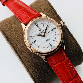 Rolex Dr Factory Leather Strap Watch Red