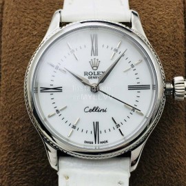 Rolex Dr Factory Leather Strap Watch White