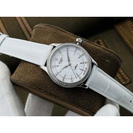 Rolex Dr Factory Leather Strap Diamond Watch White