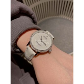 Rolex Sapphire Crystal White Leather Strap Diamond Watch