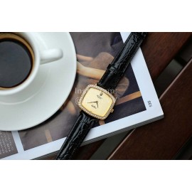 Rolex Black Leather Strap Square Dial Watch 