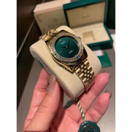 Rolex 316l Fine Steel Diamond Watch Green