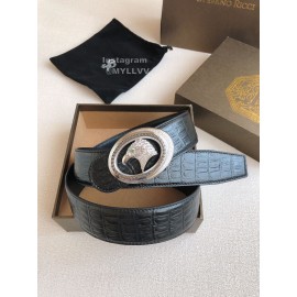 Stefano Ricci New Calf Leather Round Silver Buckle 40mm Belt