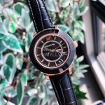 Swarovski Octea Lux Leather Strap Watch For Women Black