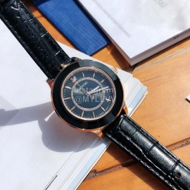 Swarovski Octea Lux Leather Strap Watch For Women Black