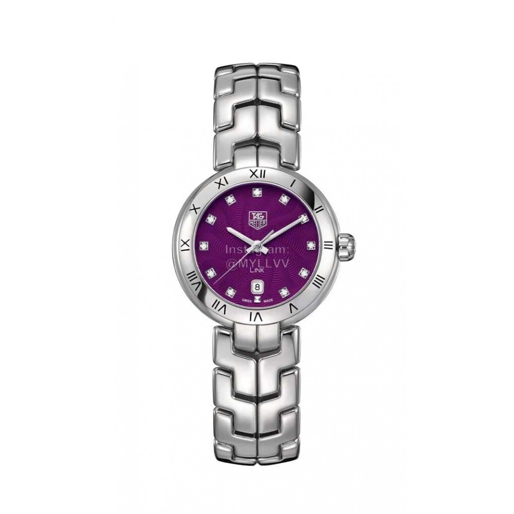 Tag Heuer 29mm Purple Dial Quartz Watch Steel Strap For Women