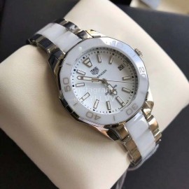 Tag Heuer 35mm Dial Steel Strap Watch For Women White