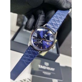 Tag Heuer Sapphire Crystal Leather Strap Watch Blue