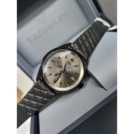 Tag Heuer Sapphire Crystal Leather Strap Watch Black