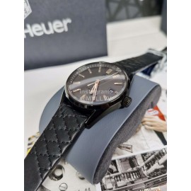 Tag Heuer Sapphire Crystal Leather Strap Watch Black