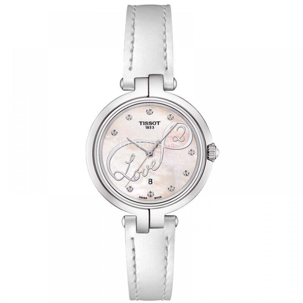 Tissot 26mm Dial White Leather Strap Watch For Women