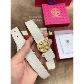 Tory Burch Fashion Calf Leather Gold Buckle 25mm Belt White