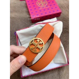 Tory Burch Fashion Calf Leather Gold Buckle 25mm Belt Orange