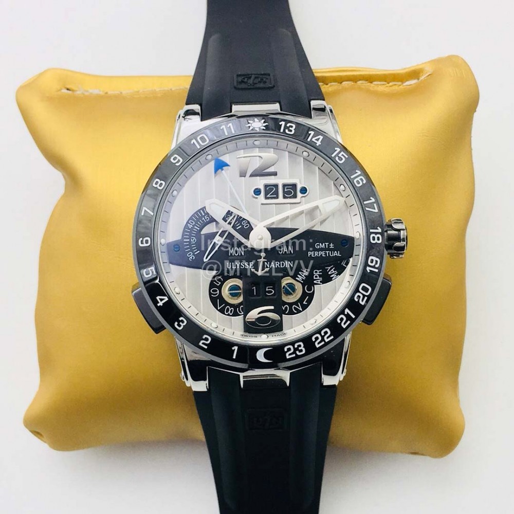 Ulysse Nardin Twa Factory Sapphire Glass 43mm White Dial Watch