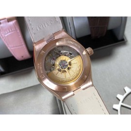 Vacheron Constantin Overseas Diamond Leather Strap Watch For Women