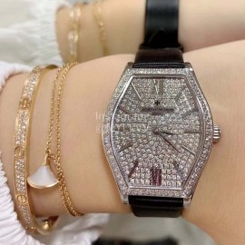 Vacheron Constantin Malte Tonneau Case Diamond Dial Quartz Watch Black