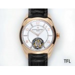 Vacheron Constantin Tfl Factory Black Leather Strap Watch Rose Gold