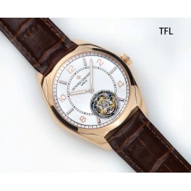 Vacheron Constantin Tfl Factory Brown Leather Strap Watch Rose Gold