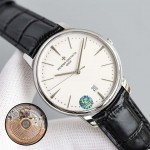 Vacheron Constantin Fashion Leather Strap Round Dial Watch Silver