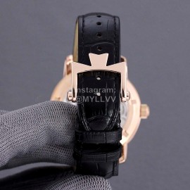 Vacheron Constantin Sapphire Crystal 316 Fine Steel Case Watch Black