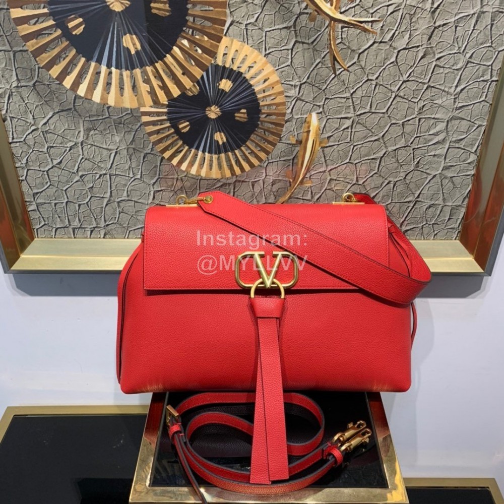 Valentino Fashion Leather Handbag Messenger Bag Red 0015