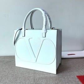 Valentino Large Calf Tote Bag White 2022l