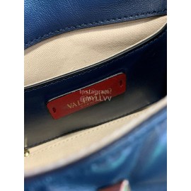 Valentino Autumn Winter Sheepskin Messenger Bag Blue 0720s