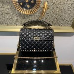 Valentino Fashion Medium Sheepskin Chain Bag Black 0122b