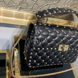 Valentino Fashion Medium Sheepskin Chain Bag Black 0122b
