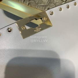 Valentino Fashion Medium Sheepskin Chain Bag White 0122b