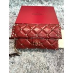 Valentino Lambskin Messenger Bag Handbag For Women Red 0058