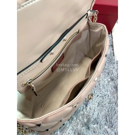 Valentino Lambskin Messenger Bag Handbag For Women Pink 0058