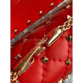 Valentino Fashion Printed Sheepskin Chain Bag Red 0122b-2