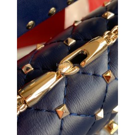 Valentino Fashion Printed Sheepskin Chain Bag Blue 0122b-2