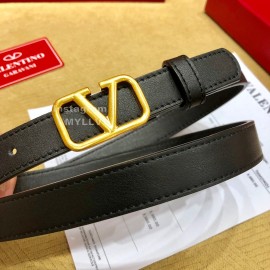 Valentino Calf Leather Gold Metal Buckle Belt Black