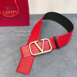 Valentino Double Side Calf Leather Gold Metal Buckle Belt Red