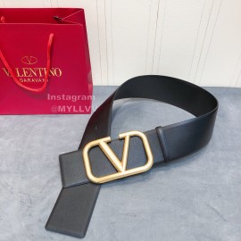 Valentino Double Side Black Calf Leather Gold Metal Buckle Belt 