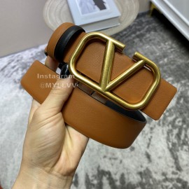Valentino New Calf Leather Pure Copper Buckle Belt Brown
