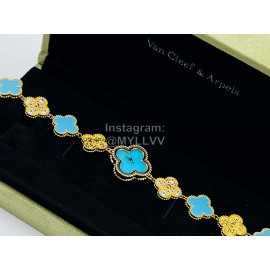 Van Cleef Arpels Sweet Alhambra Mini Dial Bracelet Watch Sky Blue