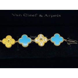 Van Cleef Arpels Sweet Alhambra Mini Dial Bracelet Watch Sky Blue