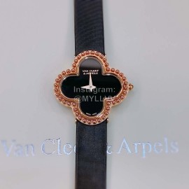 Van Cleef Arpels Vca Factory Silk Cowhide Strap Watch Black