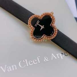 Van Cleef Arpels Vca Factory Silk Cowhide Strap Watch Black