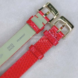 Van Cleef Arpels 30mm Dial Leather Strap Quartz Watch Red