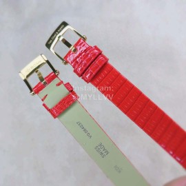 Van Cleef Arpels 30mm Dial Red Leather Strap Quartz Watch