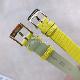 Van Cleef Arpels 30mm Dial Leather Strap Quartz Watch Yellow