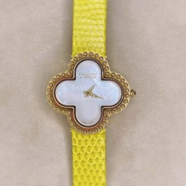 Van Cleef Arpels 30mm Dial Yellow Leather Strap Quartz Watch