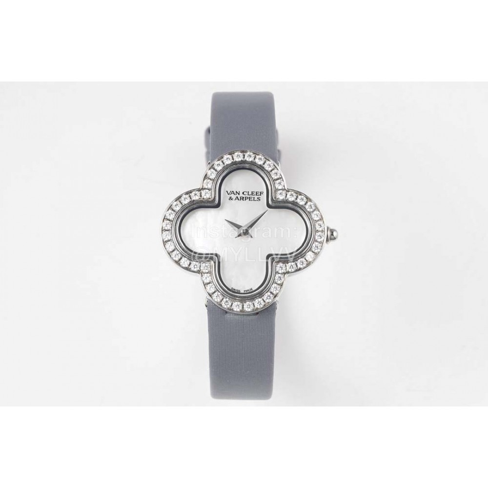 Van Cleef Arpels New Sapphire Crystal Glass Zircon Mosaic Watch Gray