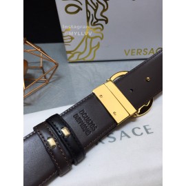 Versace Calf Leather Gold V-Shaped Buckle 40mm Belt