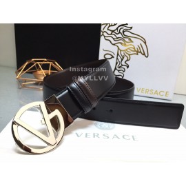 Versace Calf Leather Silver V-Shaped Buckle 40mm Belt